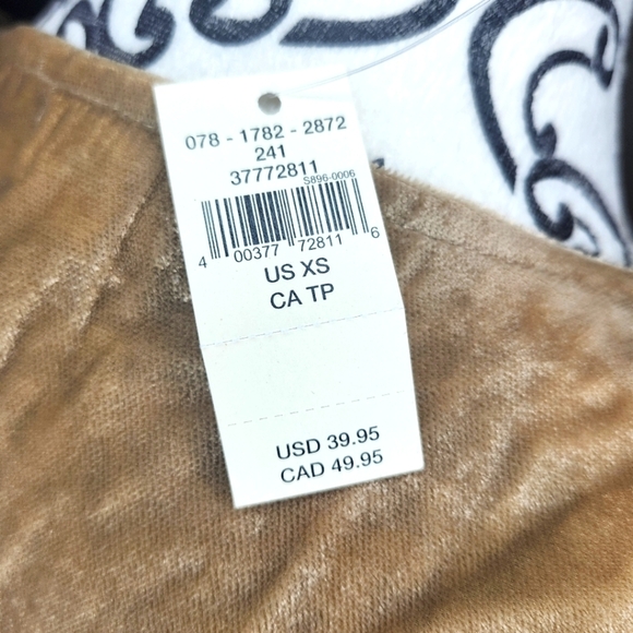 🆕️ AERIE Beige-Gold Crushed Velour Cropped Top- XSmall - Picture 5 of 5